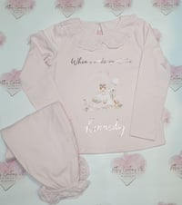 Image 1 of Girls Ballerina & Swan pink frill 3 pyjamas 