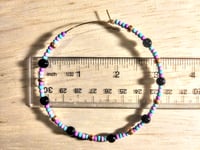 Image 2 of Onyx Black, Cornflower Blue, Lavender, and Copper Multicolor Beaded Extra Large Hoop Earrings