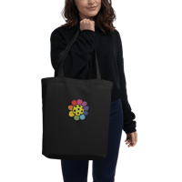 Image 2 of Embroidered Pickleball Flower Power Eco Tote Bag
