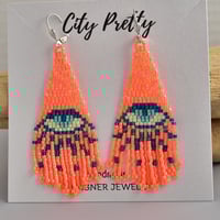 Image 1 of Fringe Earrings, Neon Eyeballs