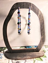 Image 6 of Onyx Black, Ocean Blue, Purple, Red, and Copper Multicolor Beaded Extra Large Hoop Earrings