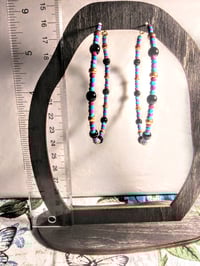 Image 5 of Onyx Black, Ocean Blue, Purple, Red, and Copper Multicolor Beaded Extra Large Hoop Earrings