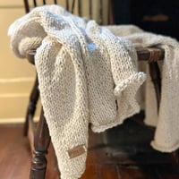 Image 2 of Florida blanket - Cotton hand knitted throw - Natural cotton yarn