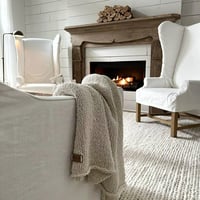 Image 1 of Florida blanket - Cotton hand knitted throw - Natural cotton yarn