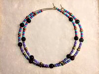 Image 8 of Onyx Black, Ocean Blue, Purple, Red, and Copper Multicolor Beaded Extra Large Hoop Earrings