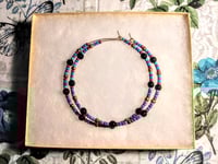 Image 7 of Onyx Black, Ocean Blue, Purple, Red, and Copper Multicolor Beaded Extra Large Hoop Earrings
