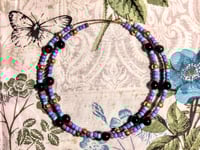 Image 9 of Onyx Black, Ocean Blue, Purple, Red, and Copper Multicolor Beaded Extra Large Hoop Earrings