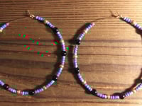 Image 3 of Onyx Black, Ocean Blue, Purple, Red, and Copper Multicolor Beaded Extra Large Hoop Earrings