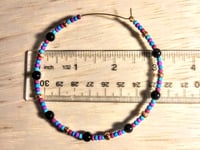 Image 2 of Onyx Black, Ocean Blue, Purple, Red, and Copper Multicolor Beaded Extra Large Hoop Earrings