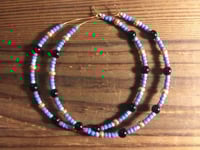 Image 4 of Onyx Black, Ocean Blue, Purple, Red, and Copper Multicolor Beaded Extra Large Hoop Earrings