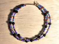 Image 1 of Onyx Black, Ocean Blue, Purple, Red, and Copper Multicolor Beaded Extra Large Hoop Earrings