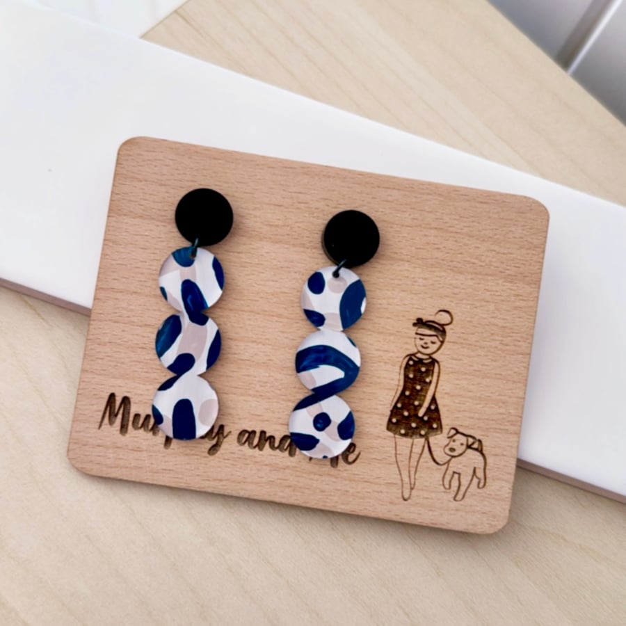 Image of SALE ~ 'Navy Sand' Bubble Dangles