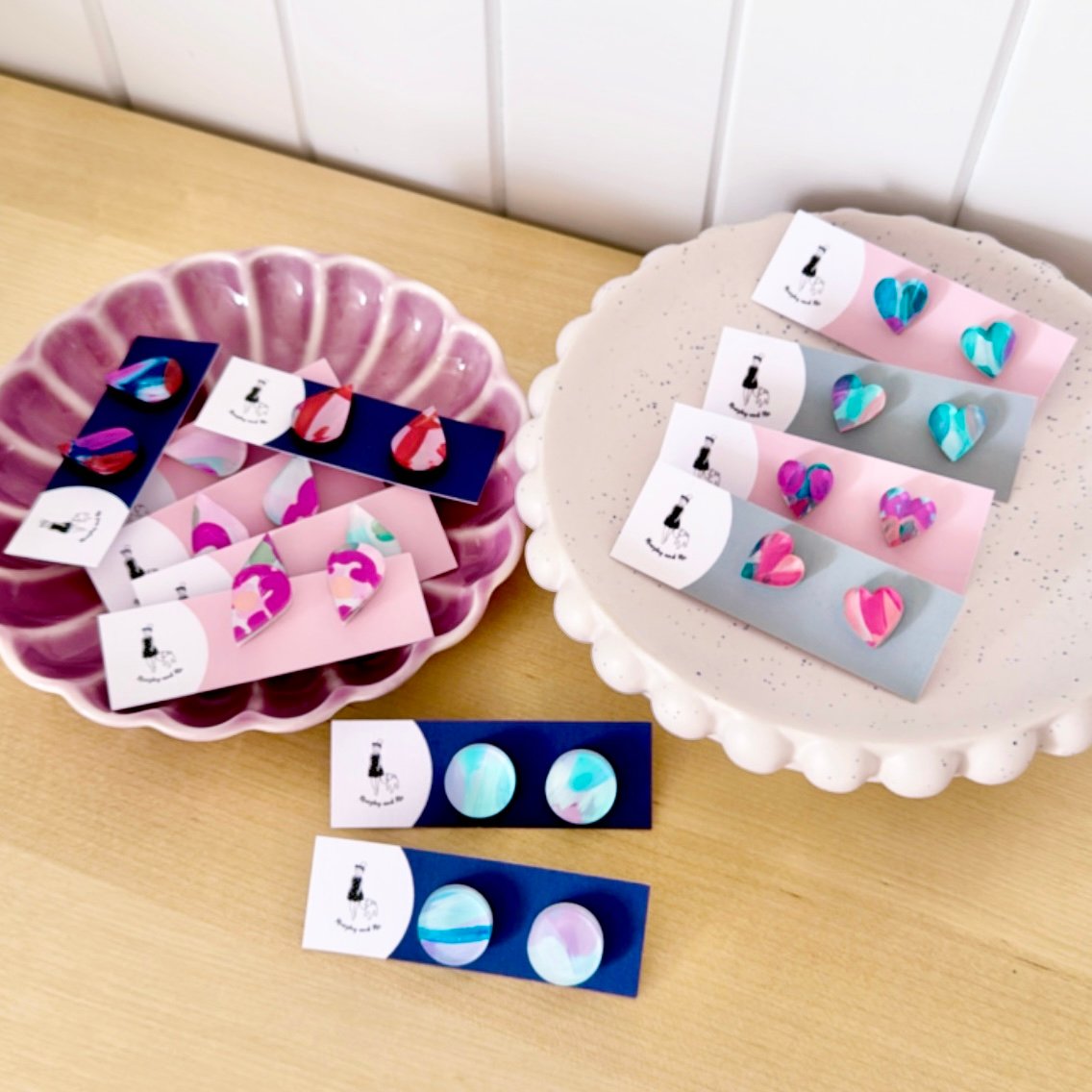 Image of SALE ~ Teardrop Bloom (hand painted) Studs