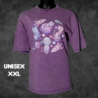 Unisex XXL Purple Mineral Wash Space Kitties Tee