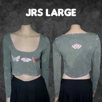 Juniors Large Mineral Wash Moths Long Sleeve Crop