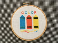 Image 1 of 80s 90s Color Crayons Neon Cross Stitch Pattern PDF