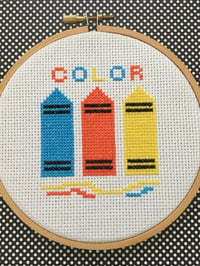 Image 2 of 80s 90s Color Crayons Neon Cross Stitch Pattern PDF