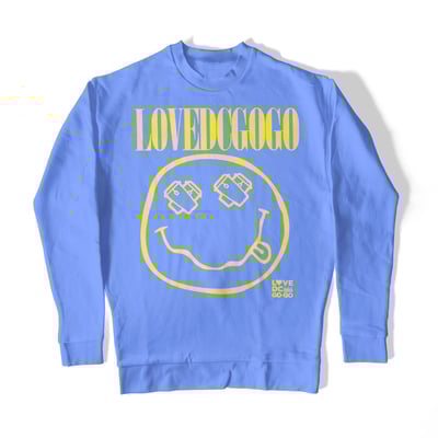 Image of LOVE DC GOGO Smiley Congo Sweatshirt - Baby Blue (MC25APFW-SWT002)