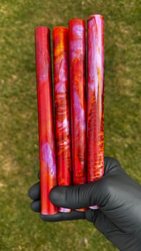 Image 2 of 'Hot Shot' Bespoke Pen Blanks, pressure cured with beautiful shades of pink, orange and deep reds