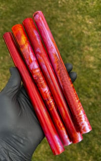 Image 3 of 'Hot Shot' Bespoke Pen Blanks, pressure cured with beautiful shades of pink, orange and deep reds