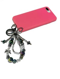 Image 4 of METALLIC BLACK ACRYLIC/RESIN HAND MADE BEADED KEY RING LANYARD/PURSE SWAG/CELL PHONE SWAG