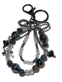 Image 12 of METALLIC BLACK ACRYLIC/RESIN HAND MADE BEADED KEY RING LANYARD/PURSE SWAG/CELL PHONE SWAG
