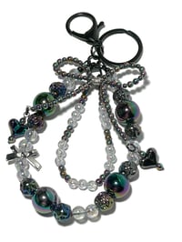 Image 13 of METALLIC BLACK ACRYLIC/RESIN HAND MADE BEADED KEY RING LANYARD/PURSE SWAG/CELL PHONE SWAG