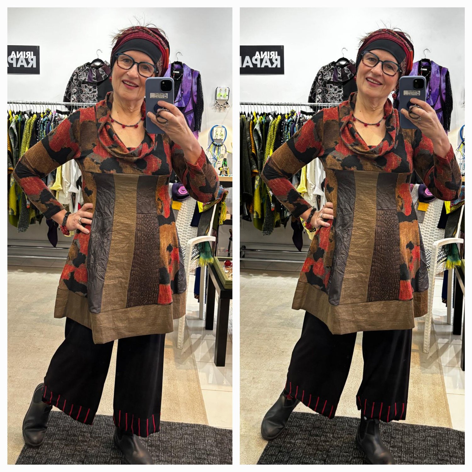 Image of A-line fabric collage dress/tunic
