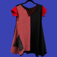 Image 1 of black, white and red tunic, one of a kind