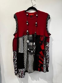 Image 2 of red black and white collage tunic