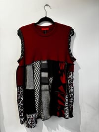 Image 3 of red black and white collage tunic