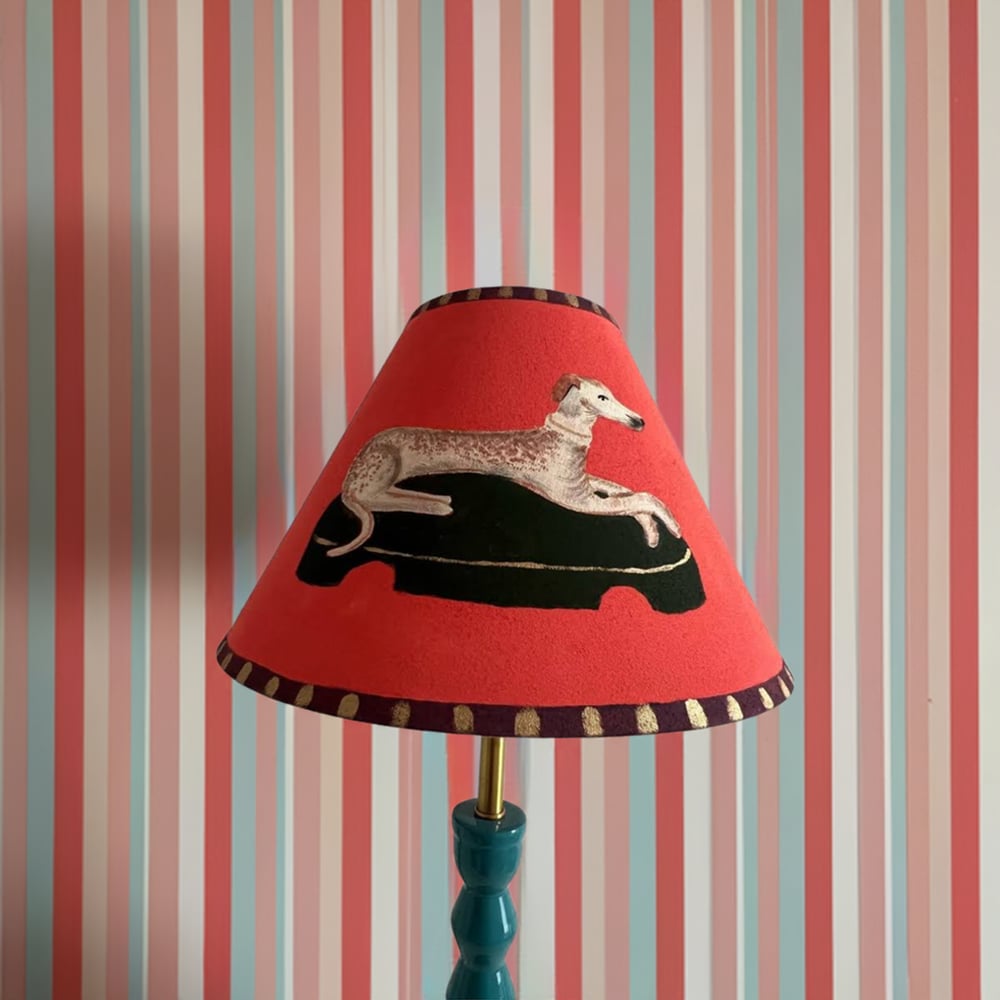 Image of The Augustus - hand painted fabric lampshade, 25cm base width