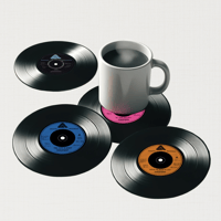 Image 1 of Vinyl Record Drinks Coaster Set x4
