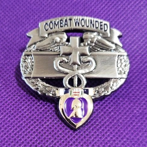 Image of Combat Wounded Purple Heart Combat Medic Badge pin