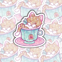 Image of Puurfect Nap Spot Kitty Sticker - Holographic Pattern