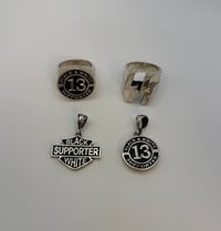 Image 2 of BLACK AND WHITE 13 SUPPORTER PENDANT