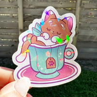 Image of Puurfect Nap Spot Kitty Sticker - Holographic Pattern