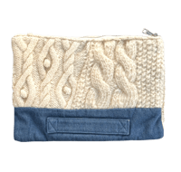 Image 2 of Matatabi Knit & Denim Clutch Bag