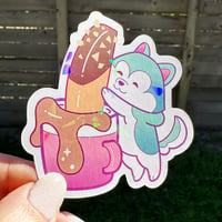 Image of Dipping Biscotti Husky Sticker - Holographic Pattern