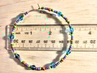 Image 2 of Sky Blue, Maple Leaf Green, Orange, Red, and Gold Multicolor Beaded Extra Large Hoop Earrings