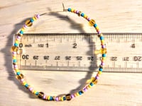 Image 2 of Honey Yellow, Ocean Blue, Orange, Lavender, and Gold Multicolor Beaded Extra Large Hoop Earrings