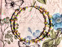 Image 9 of Honey Yellow, Ocean Blue, Orange, Lavender, and Gold Multicolor Beaded Extra Large Hoop Earrings