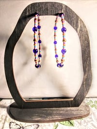 Image 5 of Blueberry Blue, Azalea Pink, Orange, Lavender & Copper Multicolor Beaded Extra Large Hoop Earrings
