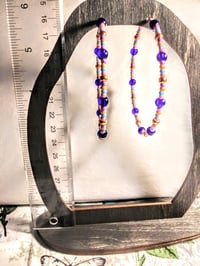 Image 6 of Blueberry Blue, Azalea Pink, Orange, Lavender & Copper Multicolor Beaded Extra Large Hoop Earrings