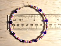 Image 2 of Blueberry Blue, Azalea Pink, Orange, Lavender & Copper Multicolor Beaded Extra Large Hoop Earrings