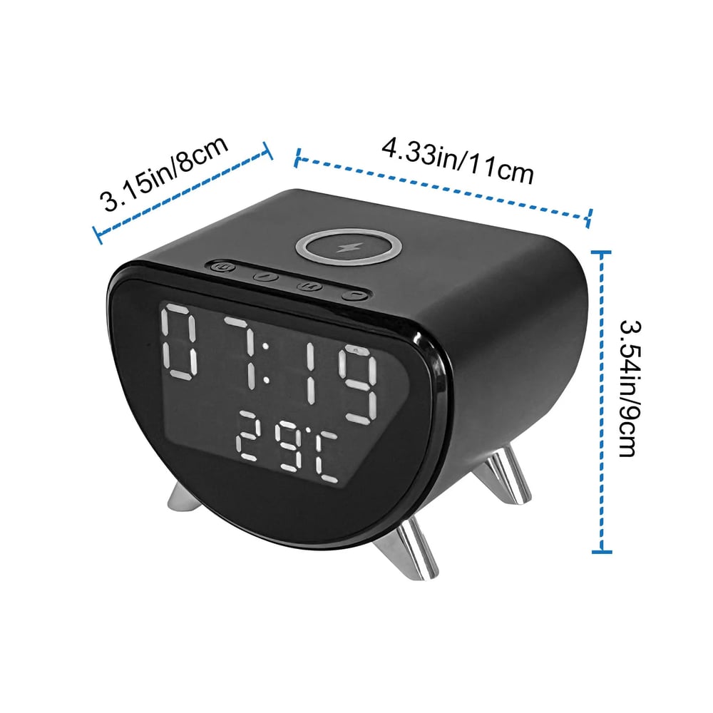 MSL 4K HD WiFi Mini Camera Clock | Wireless Charging, Remote View, Motion Detection, Home Security