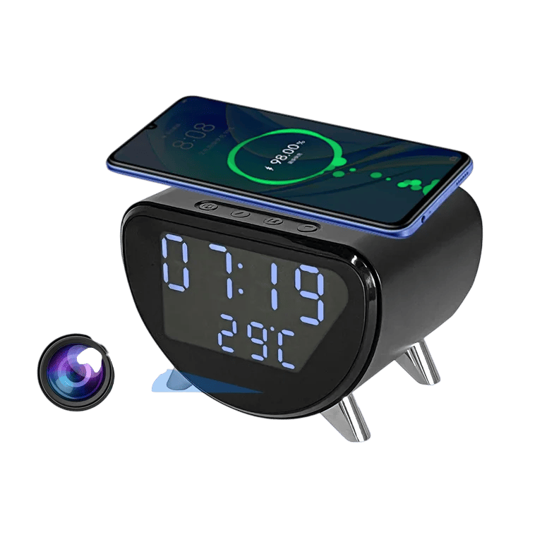 MSL 4K HD WiFi Mini Camera Clock | Wireless Charging, Remote View, Motion Detection, Home Security