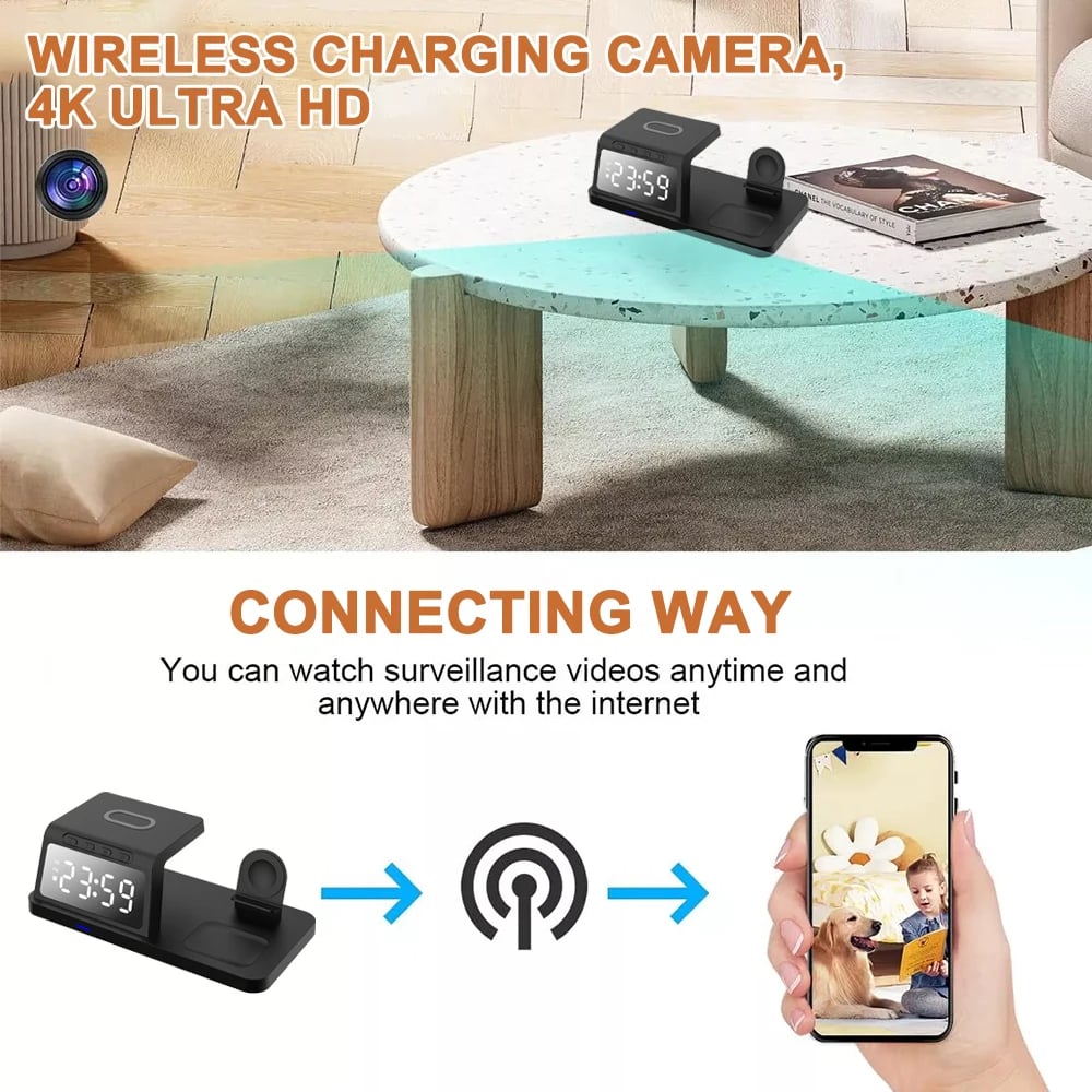 MSL 4K/1080P HD 3-in-1 WiFi Wireless Charger Camera