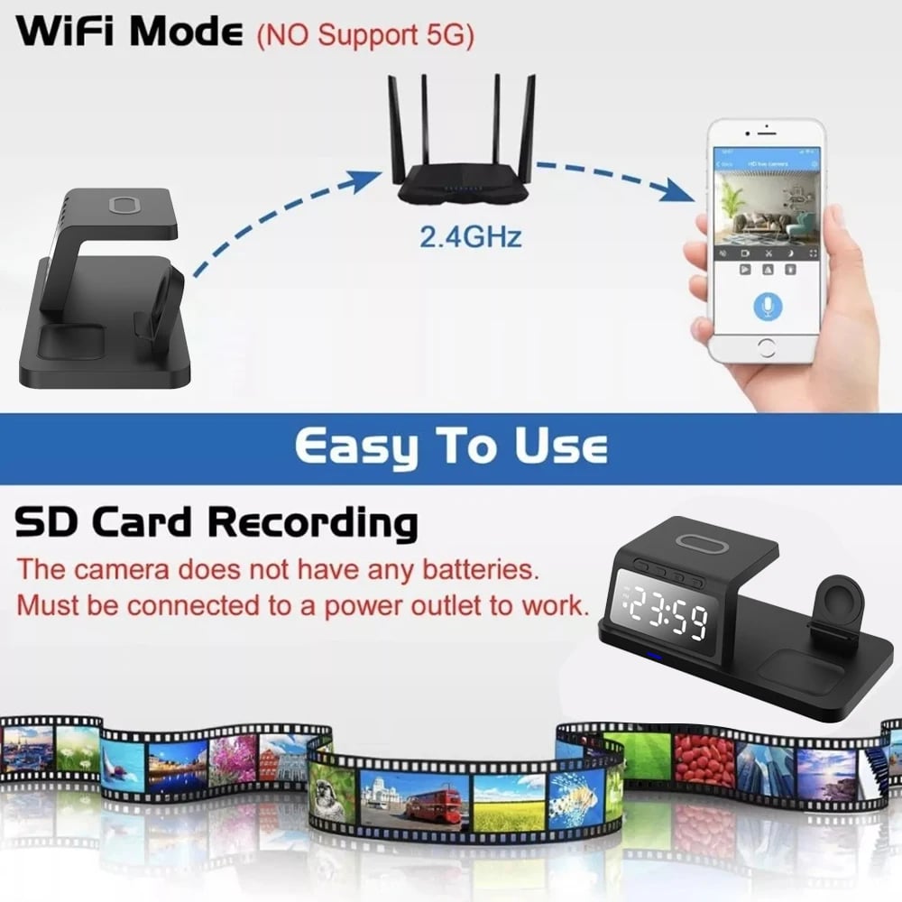 MSL 4K/1080P HD 3-in-1 WiFi Wireless Charger Camera