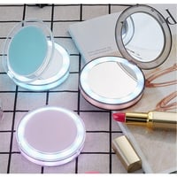 Image 2 of LED Lighted Vanity Travel Makeup Mirror Foldable Compact USB Charging Cosmetic Makeup Mirror Light B